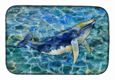 Sealife/Sailing Themed Dish Drying Mat (Color: Humpback Whale, size: 14 x 21)