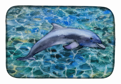 Sealife/Sailing Themed Dish Drying Mat (Color: Dolphin, size: 14 x 21)