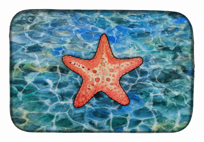 Sealife/Sailing Themed Dish Drying Mat (Color: Starfish, size: 14 x 21)