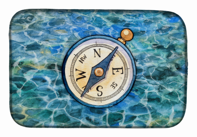 Sealife/Sailing Themed Dish Drying Mat (Color: Compass, size: 14 x 21)