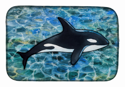 Sealife/Sailing Themed Dish Drying Mat (Color: Killer Whale Orca#3, size: 14 x 21)