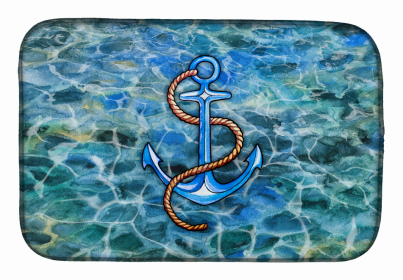 Sealife/Sailing Themed Dish Drying Mat (Color: Anchor, size: 14 x 21)