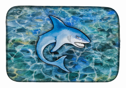 Sealife/Sailing Themed Dish Drying Mat (Color: Shark, size: 14 x 21)