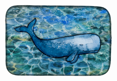 Sealife/Sailing Themed Dish Drying Mat (Color: Sperm Whale Cachalot #2, size: 14 x 21)