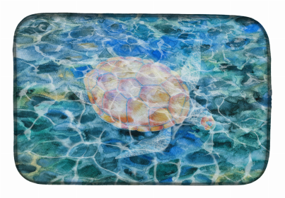 Sealife/Sailing Themed Dish Drying Mat (Color: Sea Turtle Under water, size: 14 x 21)