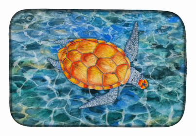 Sealife/Sailing Themed Dish Drying Mat (Color: Sea Turtle, size: 14 x 21)