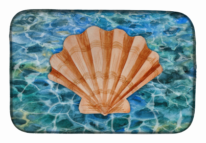 Sealife/Sailing Themed Dish Drying Mat (Color: Scallop Shell and Water, size: 14 x 21)