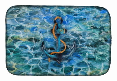 Sealife/Sailing Themed Dish Drying Mat (Color: Anchor and Rope, size: 14 x 21)