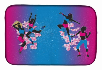 Dancers Dish Drying Mat (Color: Hip Hop in Pink Blue, size: 14 x 21)