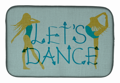 Dancers Dish Drying Mat (Color: Let's Dance Linen Teal, size: 14 x 21)