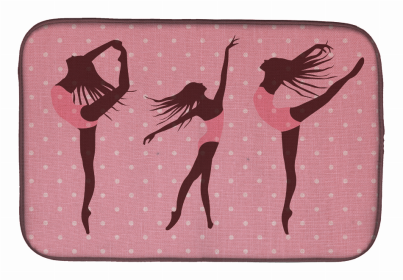 Dancers Dish Drying Mat (Color: Dancers Linen Pink Polkadots, size: 14 x 21)