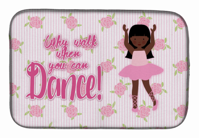 Dancers Dish Drying Mat (Color: Ballet Long Hair African American, size: 14 x 21)