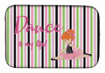 Dancers Dish Drying Mat (Color: Ballet Dance is my Life Red, size: 14 x 21)