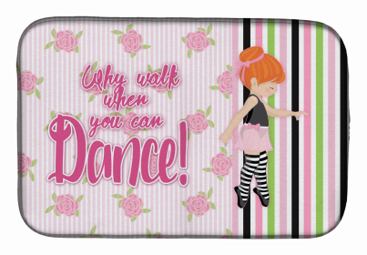 Dancers Dish Drying Mat (Color: Ballet Dance Stripes Red Hair, size: 14 x 21)