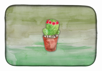 Flower Watercolor Dish Drying Mat (Color: Cactus Green Watercolor, size: 14 x 21)