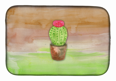 Flower Watercolor Dish Drying Mat (Color: Cactus Green and Brown Watercolor, size: 14 x 21)