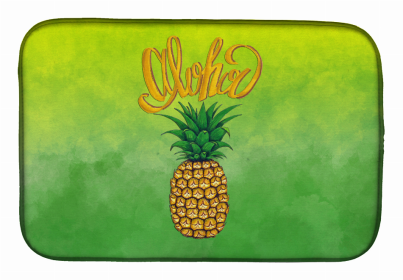 Quotes Art Themed Dish Drying Mat (Color: Summer - Aloha Pineapple Welcome, size: 14 x 21)