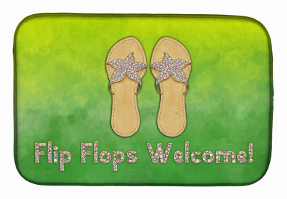 Quotes Art Themed Dish Drying Mat (Color: Summer - Flip Flops Welcome, size: 14 x 21)