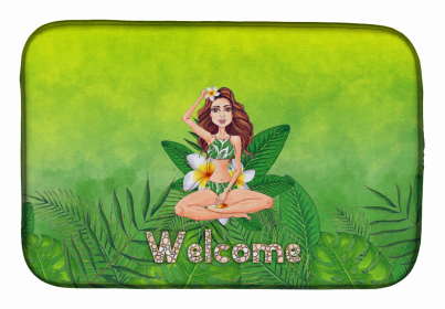 Quotes Art Themed Dish Drying Mat (Color: Summer - Welcome Lady in Bikini Summer, size: 14 x 21)