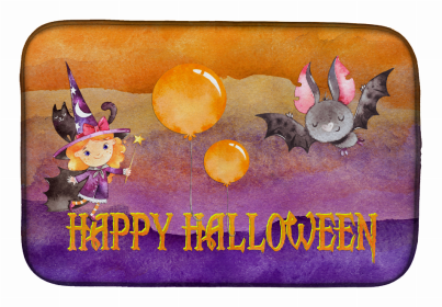 Halloween themed Dish Drying Mat (Color: Little Witch, size: 14 x 21)