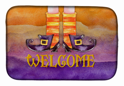 Halloween themed Dish Drying Mat (Color: Welcome Witches, size: 14 x 21)