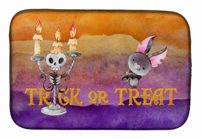 Halloween themed Dish Drying Mat (Color: Trick or, size: 14 x 21)