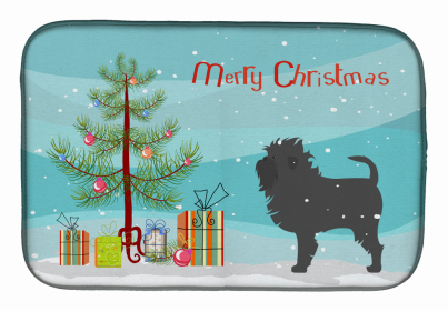 Christmas Tree and Dog on Dish Drying Mat (size: 14 x 21)