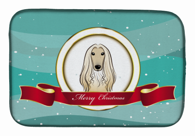 Holiday Dog on Dish Drying Mat (Color: Merry Christmas, size: 14 x 21)