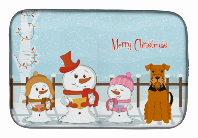 Merry Christmas Carolers Dog on Dish Drying Mat (Color: Merry Christmas Carolers, size: 14 x 21)