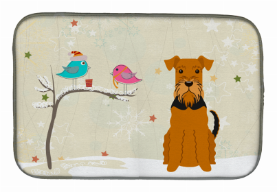 Christmas Presents between Dog Friends Dish Drying Mat (Color: Christmas Presents between Friends, size: 14 x 21)