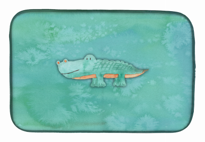 Animal Watercolor Dish Drying Mat (Color: Alligator Watercolor, size: 14 x 21)