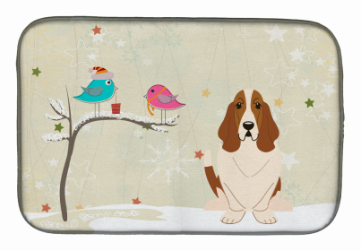 Christmas Presents between Dog Friends Dish Drying Mat (Color: Christmas Presents between Friends, size: 14 x 21)