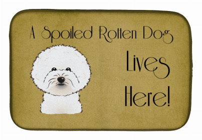 Spoiled Dog Lives Here Dish Drying Mat (Color: Bichon Frise, size: 14 x 21)