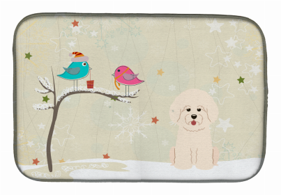 Christmas Presents between Dog Friends Dish Drying Mat (Color: Christmas Presents between Friends, size: 14 x 21)