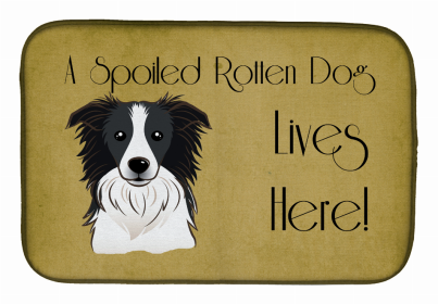 Spoiled Dog Lives Here Dish Drying Mat (Color: Border Collie, size: 14 x 21)