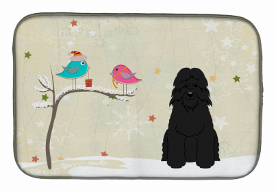 Christmas Presents between Dog Friends Dish Drying Mat (Color: Christmas Presents between Friends, size: 14 x 21)