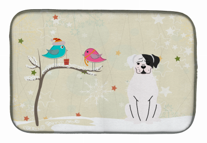 Christmas Presents between Dog Friends Dish Drying Mat (Color: Christmas Presents between Friends, size: 14 x 21)