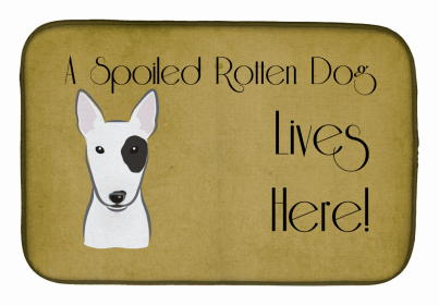 Spoiled Dog Lives Here Dish Drying Mat (Color: Bull Terrier, size: 14 x 21)