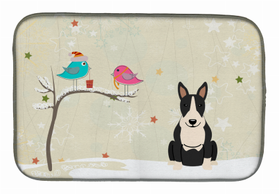 Christmas Presents between Dog Friends Dish Drying Mat (Color: Christmas Presents between Friends, size: 14 x 21)