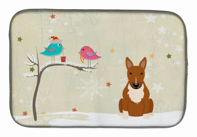 Christmas Presents between Dog Friends Dish Drying Mat (Color: Christmas Presents between Friends, size: 14 x 21)