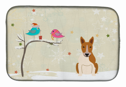 Christmas Presents between Dog Friends Dish Drying Mat (Color: Christmas Presents between Friends, size: 14 x 21)