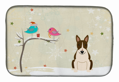 Christmas Presents between Dog Friends Dish Drying Mat (Color: Christmas Presents between Friends, size: 14 x 21)