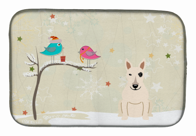 Christmas Presents between Dog Friends Dish Drying Mat (Color: Christmas Presents between Friends, size: 14 x 21)