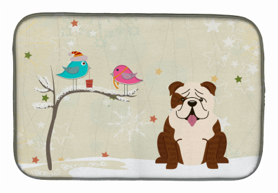 Christmas Presents between Dog Friends Dish Drying Mat (Color: Christmas Presents between Friends, size: 14 x 21)