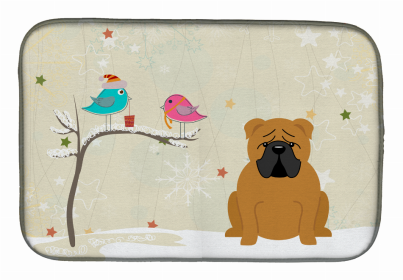 Christmas Presents between Dog Friends Dish Drying Mat (Color: Christmas Presents between Friends, size: 14 x 21)