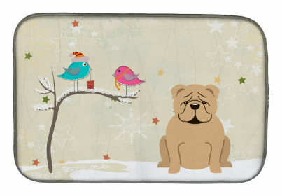 Christmas Presents between Dog Friends Dish Drying Mat (Color: Christmas Presents between Friends, size: 14 x 21)