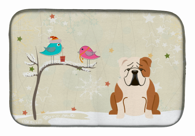 Christmas Presents between Dog Friends Dish Drying Mat (Color: Christmas Presents between Friends, size: 14 x 21)