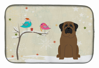 Christmas Presents between Dog Friends Dish Drying Mat (Color: Christmas Presents between Friends, size: 14 x 21)