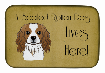 Spoiled Dog Lives Here Dish Drying Mat (Color: Cavalier King Charles Spaniel, size: 14 x 21)