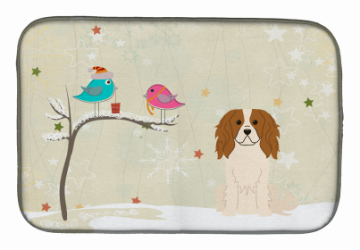 Christmas Presents between Dog Friends Dish Drying Mat (Color: Christmas Presents between Friends, size: 14 x 21)